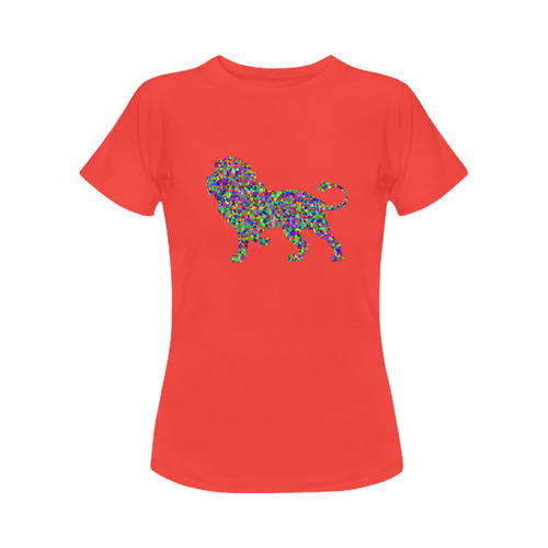 Abstract Triangle Lion Red Women's Classic T-Shirt (Model T17）