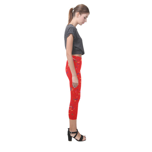 Confetti and  Party Streamers Red Capri Legging (Model L02)