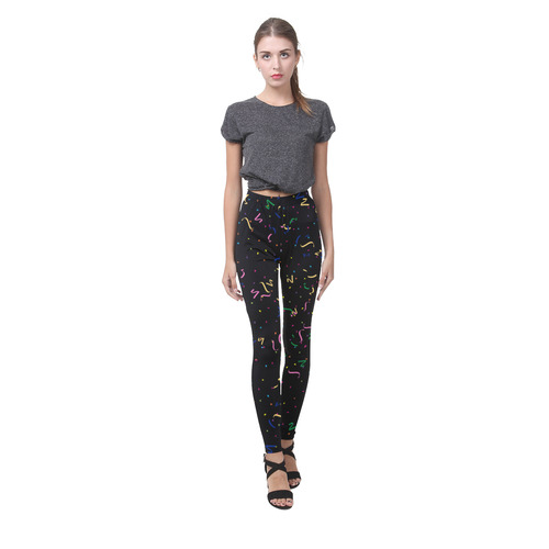 Confetti and Party Streamers Black Cassandra Women's Leggings (Model L01)