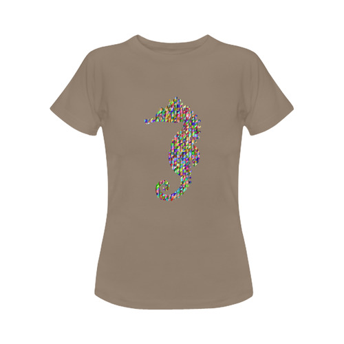 Abstract Triangle Seahorse Brown Women's Classic T-Shirt (Model T17）