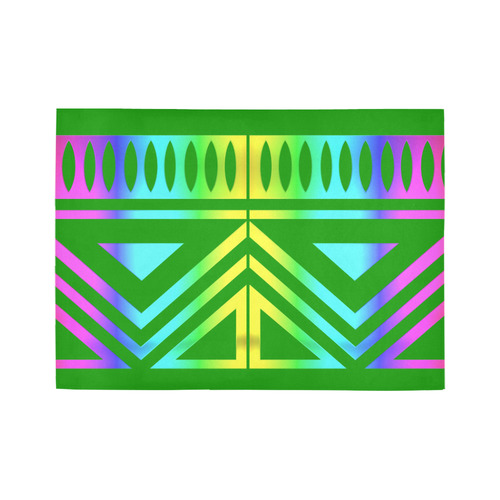 Rainbow Multicolored Ethnic Abstract Design 4 -Green Area Rug7'x5'
