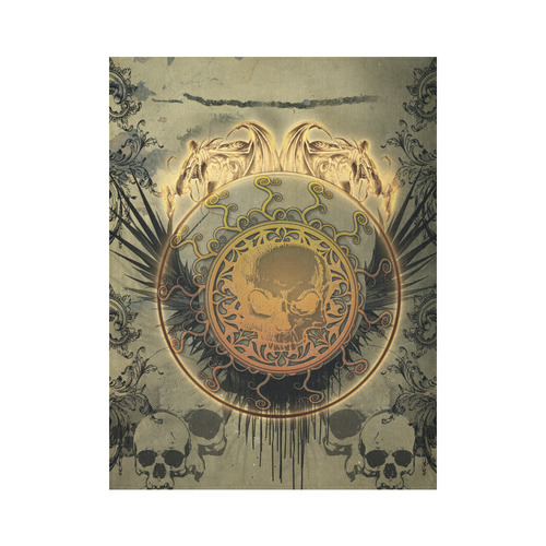 Awesome skulls on round button Cotton Linen Wall Tapestry 60"x 80"