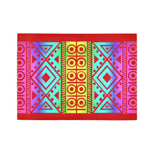 Rainbow Multicolored Ethnic Abstract Design 3 - Red Area Rug7'x5'