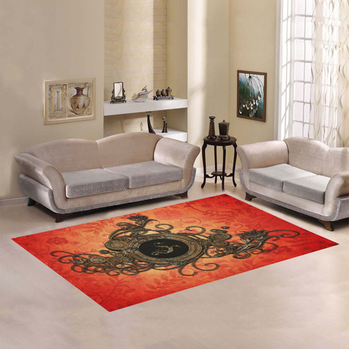 Decorative design, red and black Area Rug7'x5'