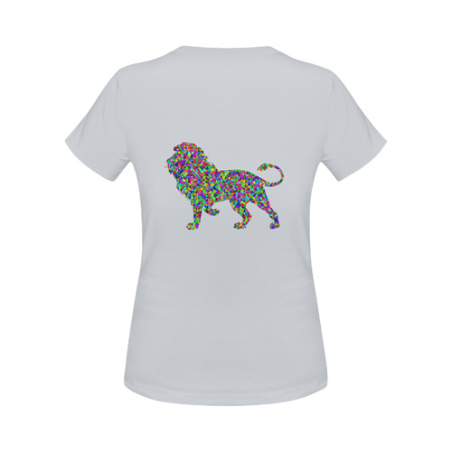 Abstract Triangle Lion Grey Women's Classic T-Shirt (Model T17）