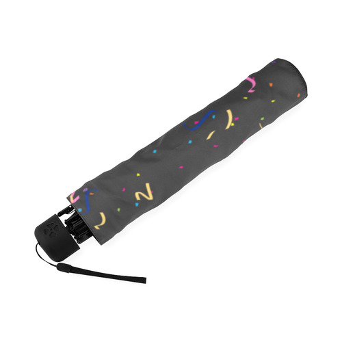 Confetti and  Party Streamers Black Foldable Umbrella (Model U01)