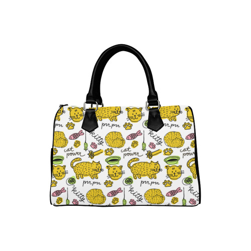 Cute Kitty Cat Power Pattern Boston Handbag (Model 1621)