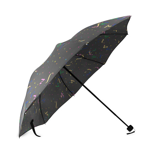 Confetti and  Party Streamers Black Foldable Umbrella (Model U01)