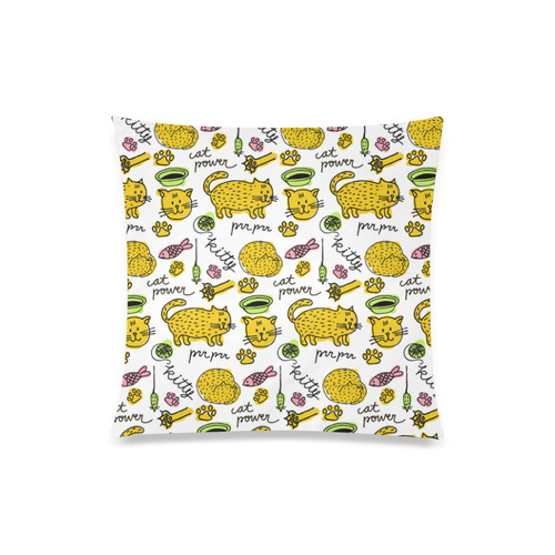 Cute Kitty Cat Power Pattern Custom Zippered Pillow Case 20"x20"(One Side)