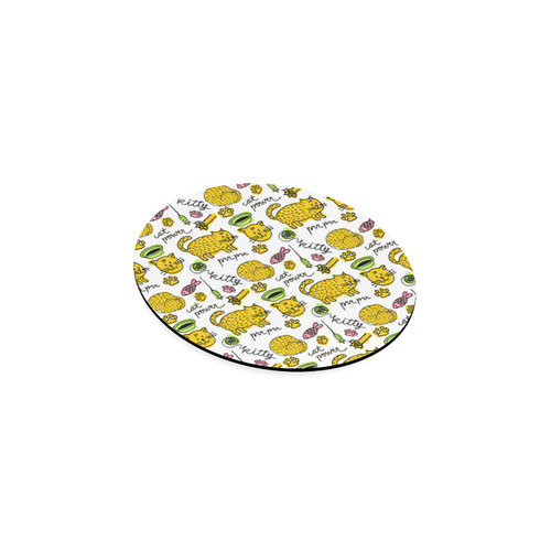 Cute Kitty Cat Power Pattern Round Coaster