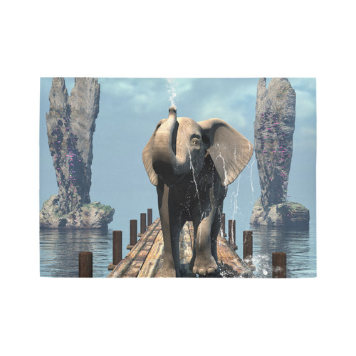Elephant on a jetty Area Rug7'x5'