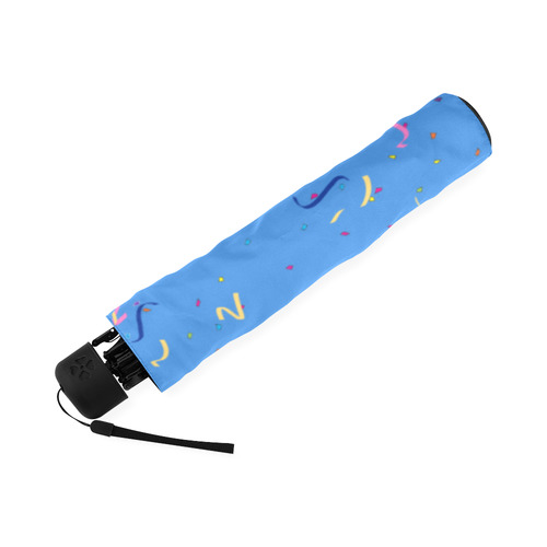 Confetti and  Party Streamers Blue Foldable Umbrella (Model U01)