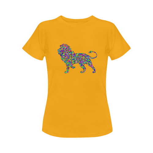 Abstract Triangle Lion Orange Women's Classic T-Shirt (Model T17）