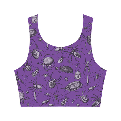 spiders creepy crawlers bugs purple halloween Women's Crop Top (Model T42)