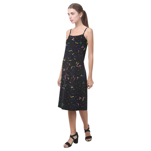 Confetti and  Party Streamers Black Alcestis Slip Dress (Model D05)