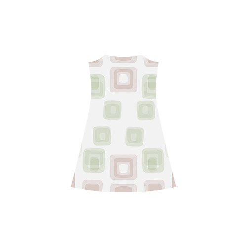 Green and Pink pastel squares, back to 70's Alcestis Slip Dress (Model D05)