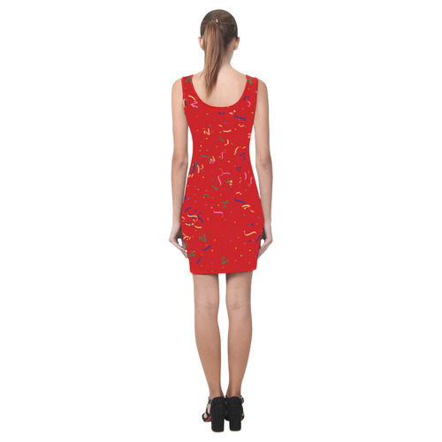 Confetti and  Party Streamers Red Medea Vest Dress (Model D06)