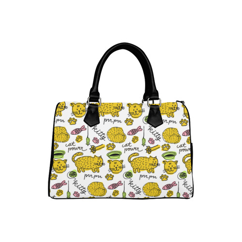 Cute Kitty Cat Power Pattern Boston Handbag (Model 1621)