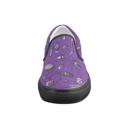 spiders creepy crawlers insects purple halloween Men's Slip-on Canvas Shoes (Model 019)