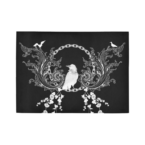 White crow with flowers Area Rug7'x5'