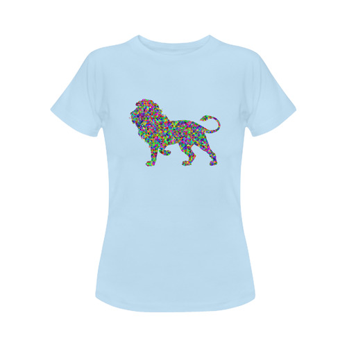 Abstract Triangle Lion Sky Blue Women's Classic T-Shirt (Model T17）