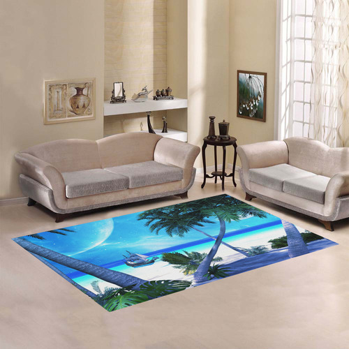 Awesome view over the ocean with ship Area Rug7'x5'