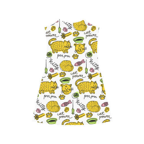 Cute Kitty Cat Power Pattern Alcestis Slip Dress (Model D05)