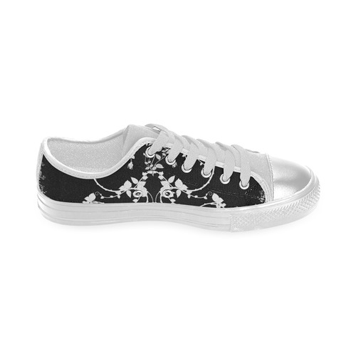 Roses in black and white Canvas Women's Shoes/Large Size (Model 018)