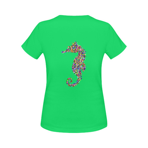 Abstract Triangle Seahorse Lime Green Women's Classic T-Shirt (Model T17）