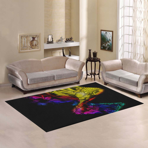 Abstract floral design Area Rug7'x5'