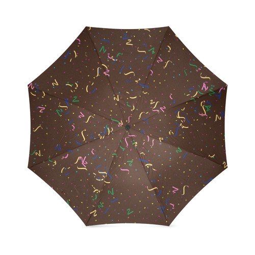 Confetti and  Party Streamers Chocolate Brown Foldable Umbrella (Model U01)