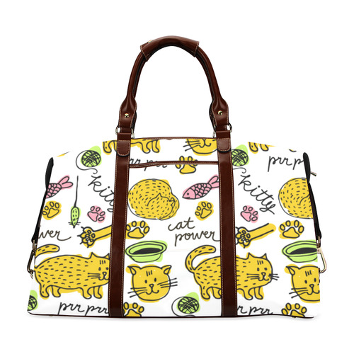 Cute Kitty Cat Power Pattern Classic Travel Bag (Model 1643) Remake