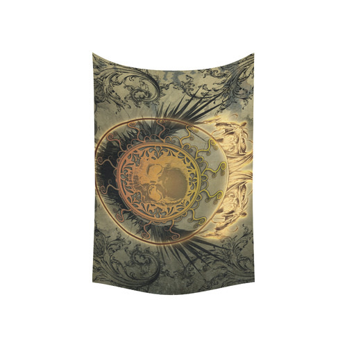 Awesome skulls on round button Cotton Linen Wall Tapestry 60"x 40"