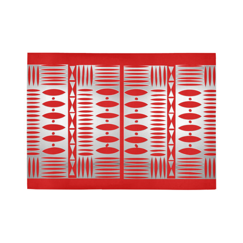 Metallic Silver Ethnic Abstract Design 1 - Red Area Rug7'x5'