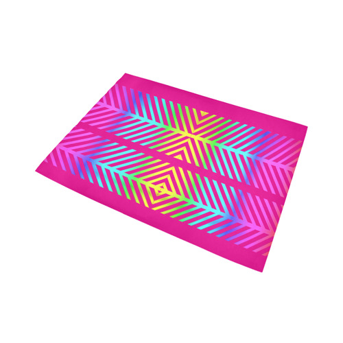 Rainbow Multicolored Ethnic Abstract Design 2 - Fuchsia Pink Area Rug7'x5'