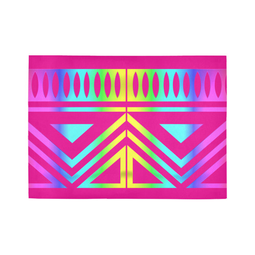 Rainbow Multicolored Ethnic Abstract Design 4 - Fuchsia Pink Area Rug7'x5'