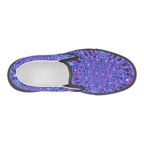 Sapphire Blue Fractal Gems Men's Slip-on Canvas Shoes (Model 019)