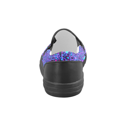Sapphire Blue Fractal Gems Men's Slip-on Canvas Shoes (Model 019)