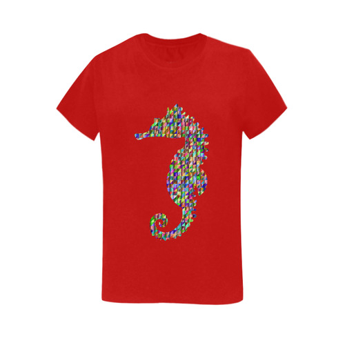 Abstract Triangle Seahorse Red Women's T-Shirt in USA Size (Two Sides Printing)