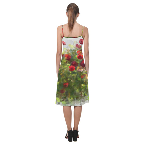 Red Roses Watercolor Alcestis Slip Dress (Model D05)