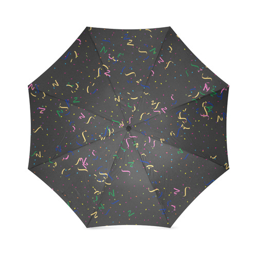 Confetti and  Party Streamers Black Foldable Umbrella (Model U01)