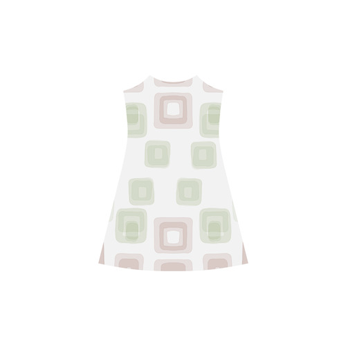 Green and Pink pastel squares, back to 70's Alcestis Slip Dress (Model D05)