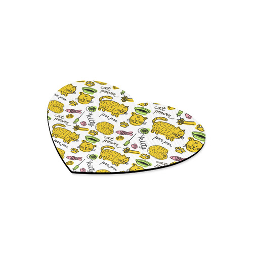 Cute Kitty Cat Power Pattern Heart-shaped Mousepad