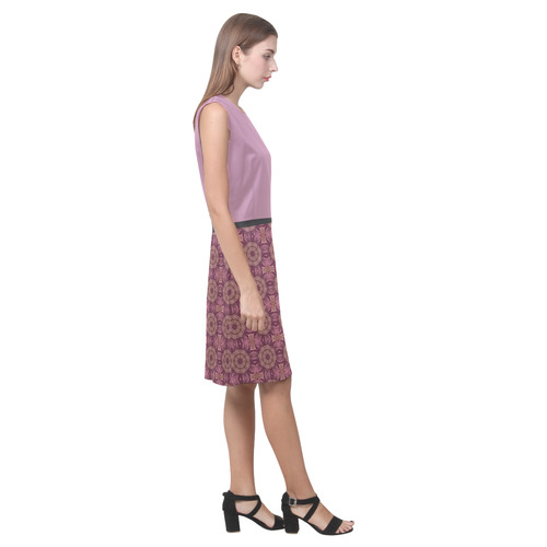 Rosebud Mauve Doily Eos Women's Sleeveless Dress (Model D01)