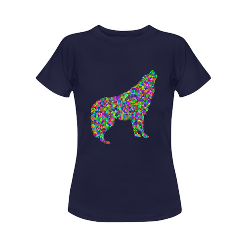 Abstract Triangle Wolf Dark Blue Women's Classic T-Shirt (Model T17）