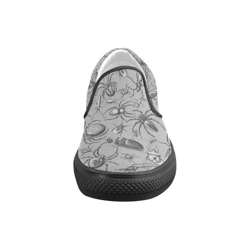 beetles spiders creepy crawlers insects grey Men's Slip-on Canvas Shoes (Model 019)