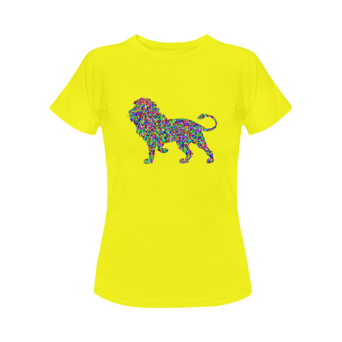 Abstract Triangle Lion Yellow Women's Classic T-Shirt (Model T17）