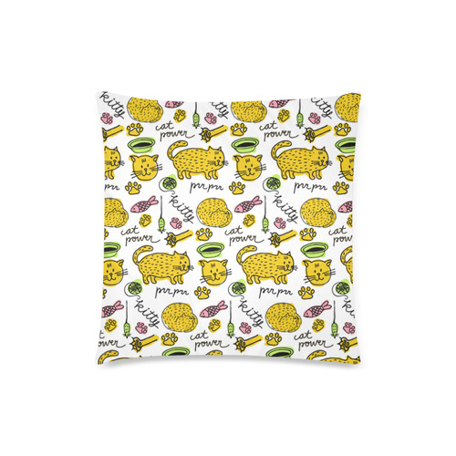 Cute Kitty Cat Power Pattern Custom Zippered Pillow Case 18"x18" (one side)