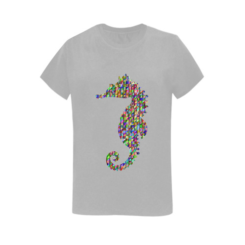 Abstract Triangle Seahorse Grey Women's T-Shirt in USA Size (Two Sides Printing)
