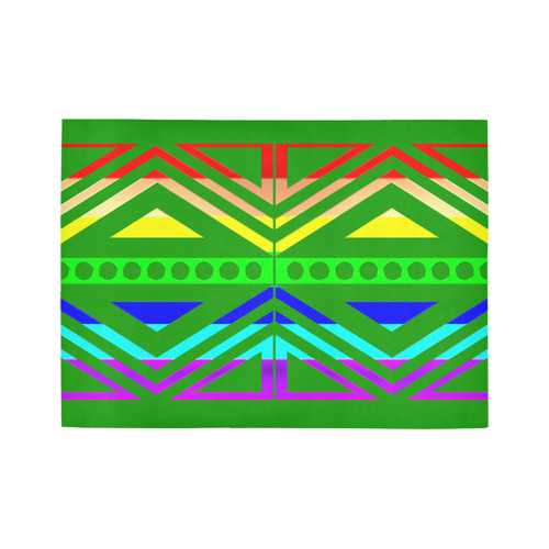 Rainbow Multicolored Ethnic Abstract Design 5 -Green Area Rug7'x5'